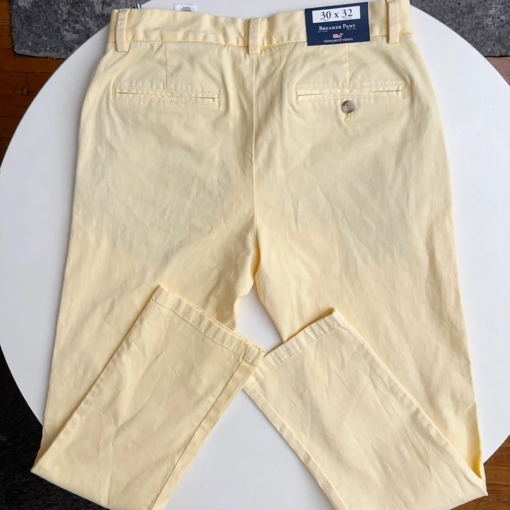 Vineyard Vines Men’s Slim Straight Stretch Breaker Pants Lemon Drop 30x32 New